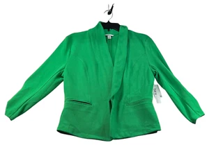 Bar III Blazer Womens Size Medium Petite PM Green Open Front 3/4 Sleeve New - Picture 1 of 7