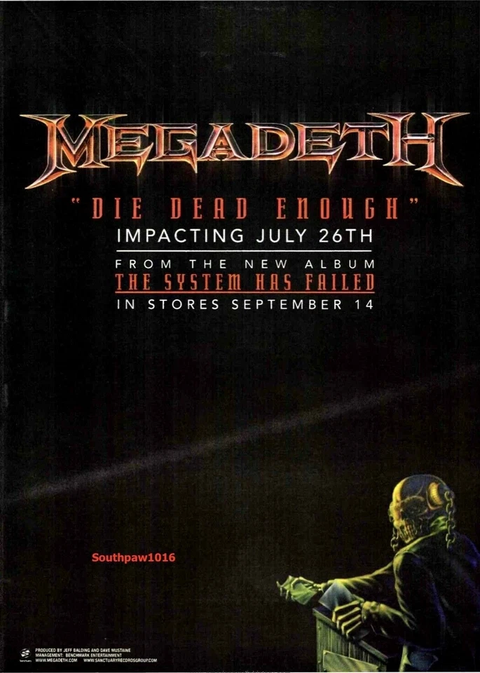 2004 Megadeth "Die Dead Enough"  Song Release Music Industry Promo Reprint Ad - Image 1 of 1