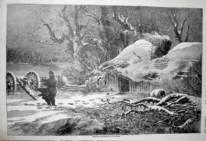 CIVIL WAR; Snow Scene - ON PICKET - WINTER QUARTERS; Feb 1864 reprint 1866 - Picture 1 of 1