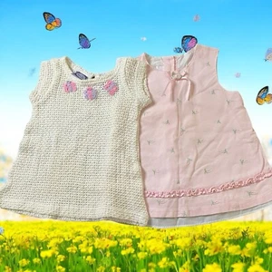 Toddler Girls 24 Mths Bonnie Baby Girl Dress Crocheted Koala Kids Lot Of 2 - Picture 1 of 11