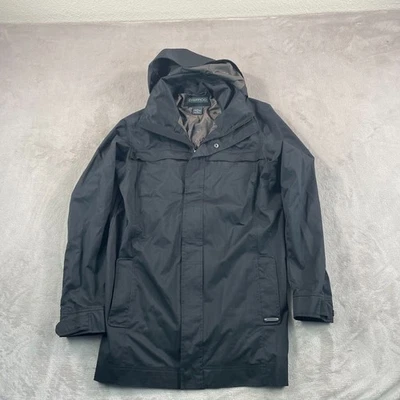 ExOfficio Hooded Rain Coat Jacket Men Medium Black Full Zip Waterproof Vented - Image 1 of 4
