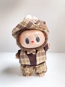 Plaid Brown Vest Set w/ Cap & Bow Tie Doll Clothes Outfit for Labubu 3.0 Series - Picture 1 of 2