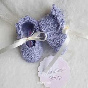 Handmade Baby Mary Jane Gray Lilac - Picture 1 of 5