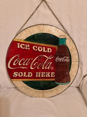 Adorno colgante ventana atrapasol vitral Coca Cola Foto 1 de 2
