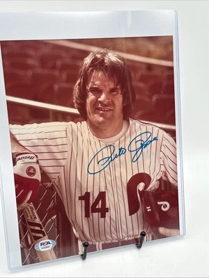 Pete Rose Autographed Photo Philadelphia Phillies PSA COA - Image 1 of 4