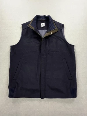 Peter Millar Vest Mens Medium Navy Wool Cashmere Zip Front Lined Ribbed Collar - Image 1 of 4