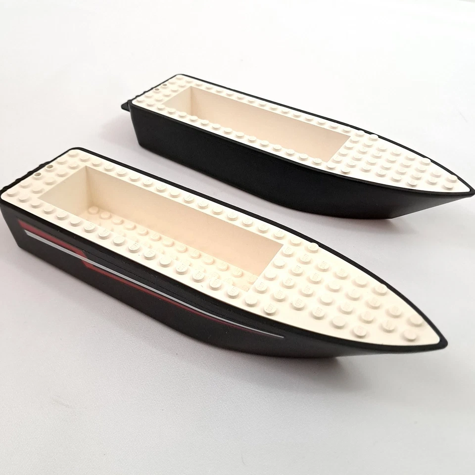 Vintage Lego Boat Black Hull Unitary 24x6x3 From Set 4002 x2 bfloat1c01pb01 - Image 1 of 4
