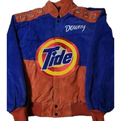 Vintage Ricky Craven Tide Downy Leather Suede Racing Jacket #32 S 26x23 Nascar - Image 1 of 4