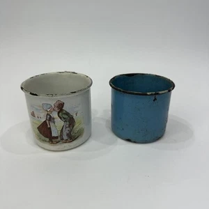 Tazas infantiles vintage esmaltadas holandesas - Juego de 2 - Imagen 1 de 8