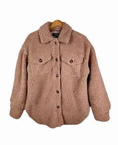 NWOT Women’s Size L Brown Teddy Collar Button Jacket CoffeeShop NY - Picture 1 of 4