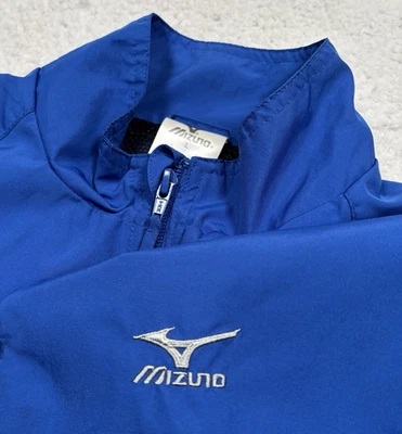 Chaqueta de lluvia Mizuno cortavientos para hombre L (FIT S/M) azul cremalleras bolsillos deportes *LEER* Foto 1 de 4