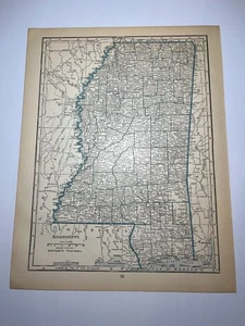 1921 MISSISSIPPI State Map Fm 1921 New Reference World Atlas SEE DESCRIP - Picture 1 of 2