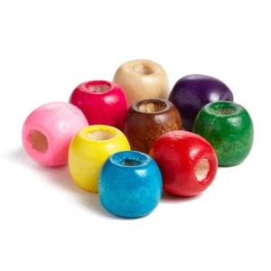 150 Large Hole Wood Beads for Crafts and Macrame 12mm x 11mm Barrel Hair Bead... - Picture 1 of 5