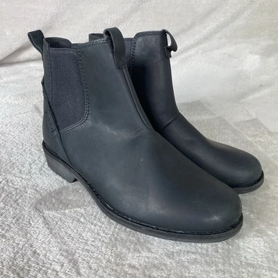 Teva Ellery Botas Mujer Talla 7.5 Cuero Negro Impermeables Chelsea Tobillo NUEVAS Foto 1 de 4
