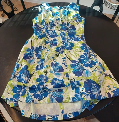 Madison Leigh Floral Sundress Size 14 Women Blue Green White Flowers - Image 1 of 4
