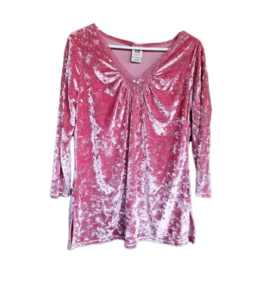 Blusa túnica de terciopelo aplastado Glory L descolorida hada años 90 con cuentas fiesta coqueta  Foto 1 de 4