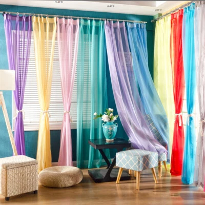 Sheer Tulle Bedroom Home Wedding Curtain Decor Window Screening Door Drape ~ - Image 1 of 4