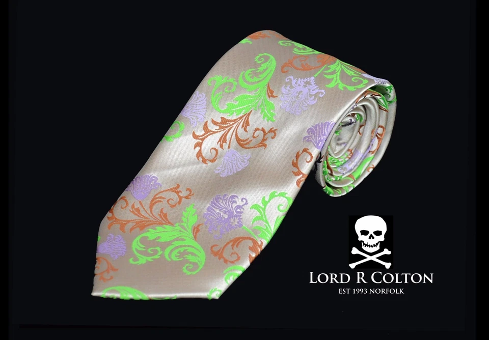 Corbata Lord R Colton Masterworks - Corbata de seda floral dorada Positano Shore - Nueva Foto 1 de 3