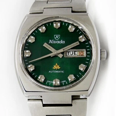 NIVADA Automático Día Fecha Cal. Reloj y correa vintage de acero para hombre 2066 Foto 1 de 4