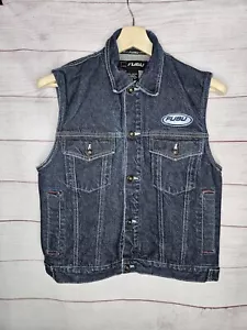 Fubu Jeans Indigo Button Up Heavy Denum Jean Vest Women Medium - Picture 1 of 4