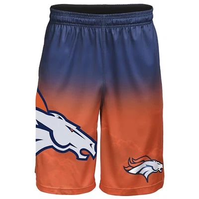 Pantalones Cortos de Entrenamiento Denver Broncos NFL Azul Degradado/Naranja Logo Grande ENVÍO GRATUITO Foto 1 de 2