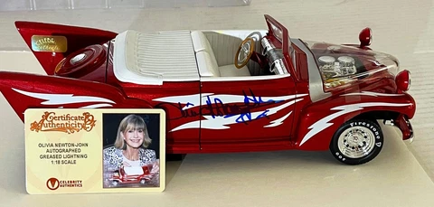 Greased Lightening 1:18 Scale Die-Cast Car SIGNED Olivia Newton John & Travolta! Cover