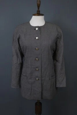 Blazer Escada Negro 100% Lana Manga Larga Bolsillos Abotonados Largo Medio Talla 38 Foto 1 de 4