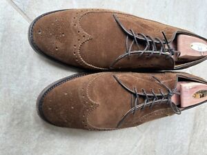 Ralph Lauren Sanderson Suede Longwing Wingtip Shoes - Brown Snuff- 10D