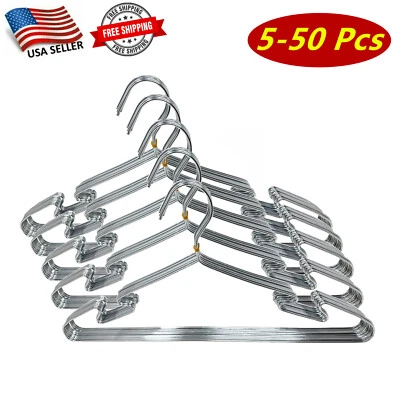 5-50 Pcs of Stainless Steel Wire Coat Hanger Strong Heavy Duty Clothes Hangers - Image 1 of 4