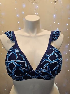 Crown & Ivy Damen blau Seestern Druck drahtlose Träger gepolstert Bikini Oberteil Medium - Bild 1 von 5