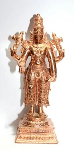 Antique Copper Vishnu Idol - Picture 1 of 4