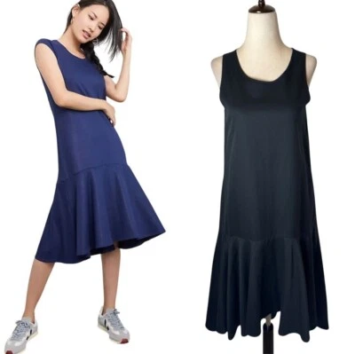 Maeve Dress Women XS Black Linen Asymmetric Hem Sleeveless Ismene Midi Preppy - Image 1 of 4
