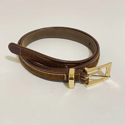 Cinto feminino de couro marrom peludo moda fina tamanho M holandês bronzeador  - Imagem 1 de 4