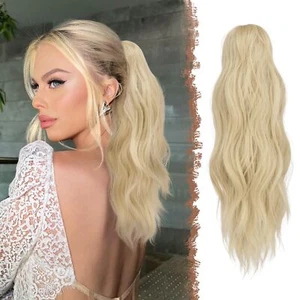16inch Ponytail Extensions Claw Clip in Ponytail Hairpiece Synthetic 613# 10pcs - Picture 1 of 17
