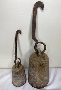 Antique 2 Cast Iron Hanging Balance Beam Scale Weights 16 Lbs 4 Lbs - Picture 1 of 6