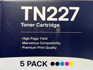 Brother TN227 Compatible Toner 5 Pack (2 Black, 1 ea Magenta, Cyan, Yellow) - Picture 1 of 7