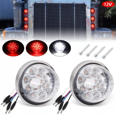 2PCS Red/White LED Watermelon Light RV Truck Side Marker Turn Signal Brake Lamps - Image 1 of 4