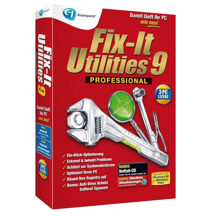 Fix-It Utilities 9 Professional DVD-Box 3 PC (Windows XP / Vista) (NEU/OVP) - Bild 1 von 4