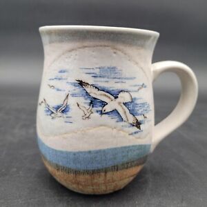 Vintage Otagiri Flying White Seagull Bird Blue Gray Stoneware Coffee Tea Mug