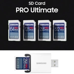 Samsung Pro Ultimate 128GB 256GB 512GB SD Memory Card UHS-I U3 V30 w/USB Reader - Picture 1 of 19