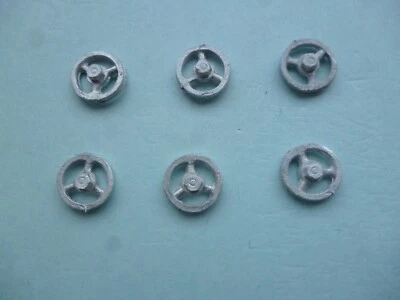Model Boat small wheels white metal approx 9mm wide x6 Pcs   AM77 - Image 1 of 3