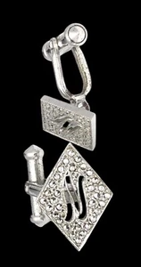 925 Sterling Silver Antique VTG Deco Marcasite Gem Letter "N" Initial Cufflinks - Picture 1 of 4