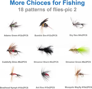 36 Pcs Fly Fishing Flies Kit, Hand Tied Trout Bass Fly Assortment with Fly Bo... - Picture 1 of 7