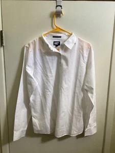 WomenNWOT "Lands Ends" white button up long sleeve blouse. Size 14. - Picture 1 of 2