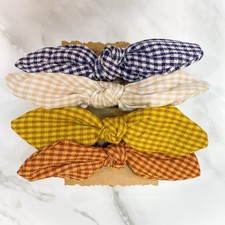 Set Of 4 Bow Knot Scrunchie Ponytail Holder - Gingham