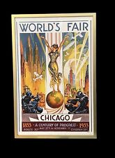 1933 Chicago World's Fair Travel Reproduction Poster Print Professional Framed