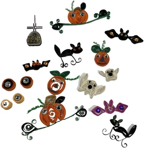 HALLOWEEN PAPIER TWILL ART 12 Stück Scrapbooking Verzierungen Twilling Handarbeit - Bild 1 von 9