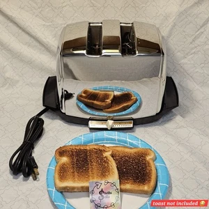 Vtg Sunbeam Radiant Shade Control Auto Drop 2 Slice Toaster Chrome AT-W Working - Picture 1 of 12