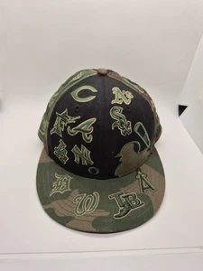 New Era 59FIFTY Camo MLB Baseball Cap Camouflage Fitted Hat Size 7 3/8 - Picture 1 of 8