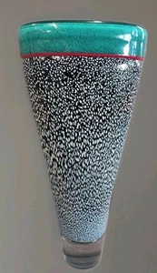 Andrew Magdanz, Avon Place Glass Studio Art Glass Tapered Vase 9 1/2"h SIGNED - Picture 1 of 6